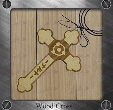 Naruto - write round eyes flag wooden cross necklace