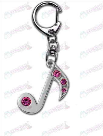 Hatsune - 8th note with diamond 925 silver keychain