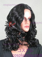 20" Black Curly Midpart Cosplay Wig