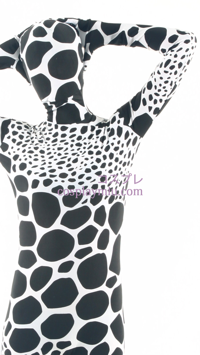Black White Giraffe Pattern Lycra Zentai Suit