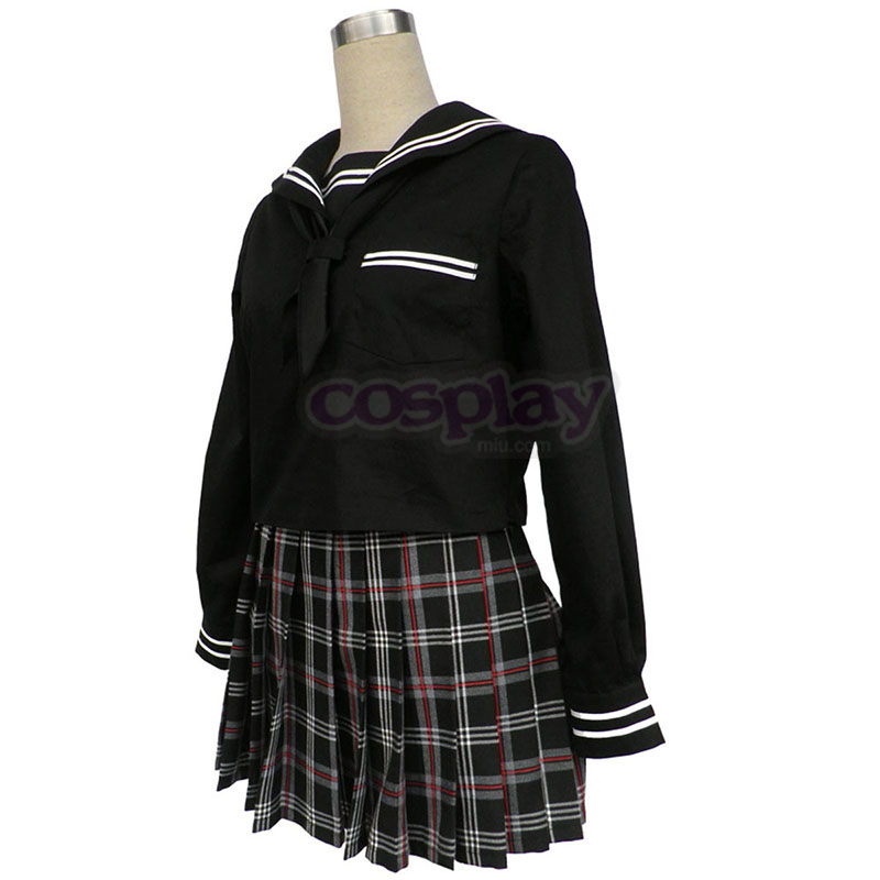 Sailor Uniform 7 Red Black Grid Cosplay Costumes New Zealand Online Store