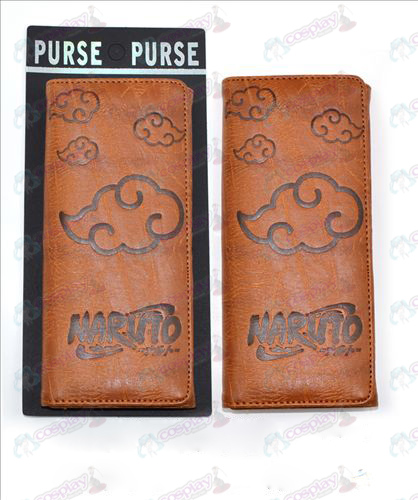 Long fold wallet embossed leather (Naruto Red Cloud)