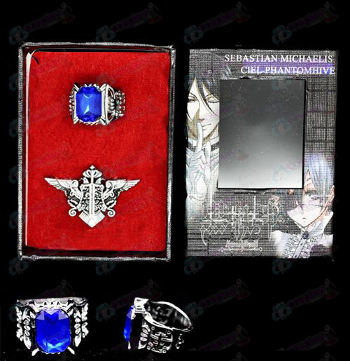 Black Butler Accessories butler eagle flag brooch + Ring Set