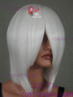 15" White Straight Cosplay Wig
