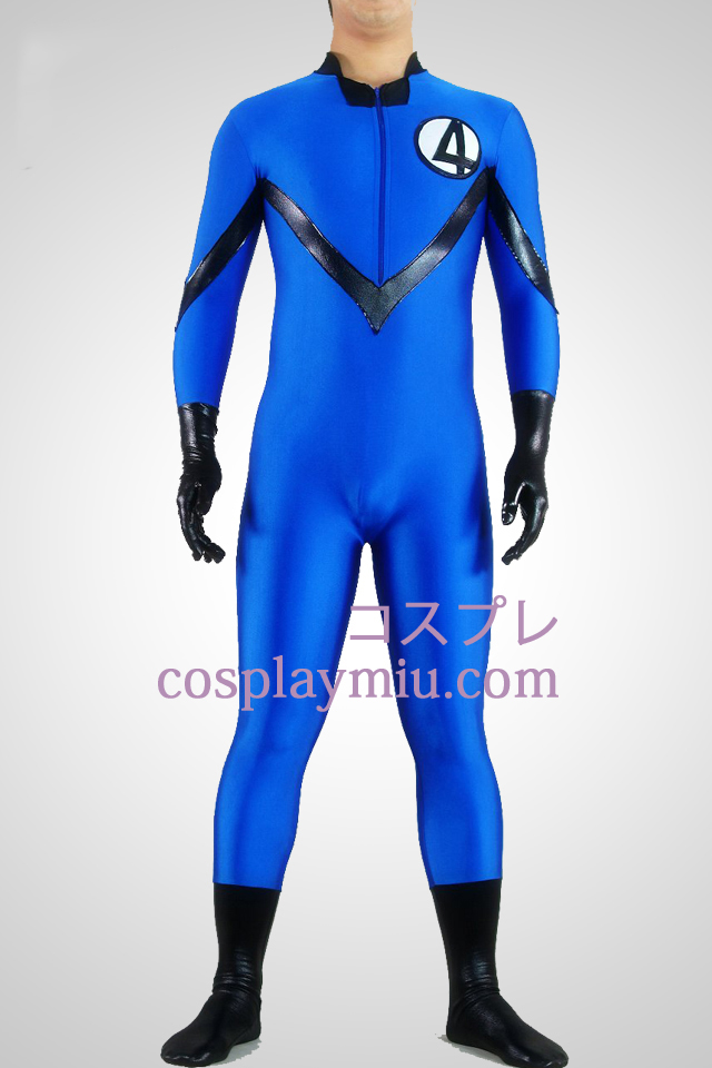 Blue Lycra Spandex And Shiny Metallic Unisex Superhero Zentai