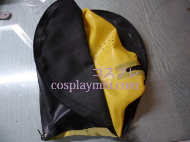 Black and Yellow Latex Mask with Mesh and Double Zippers