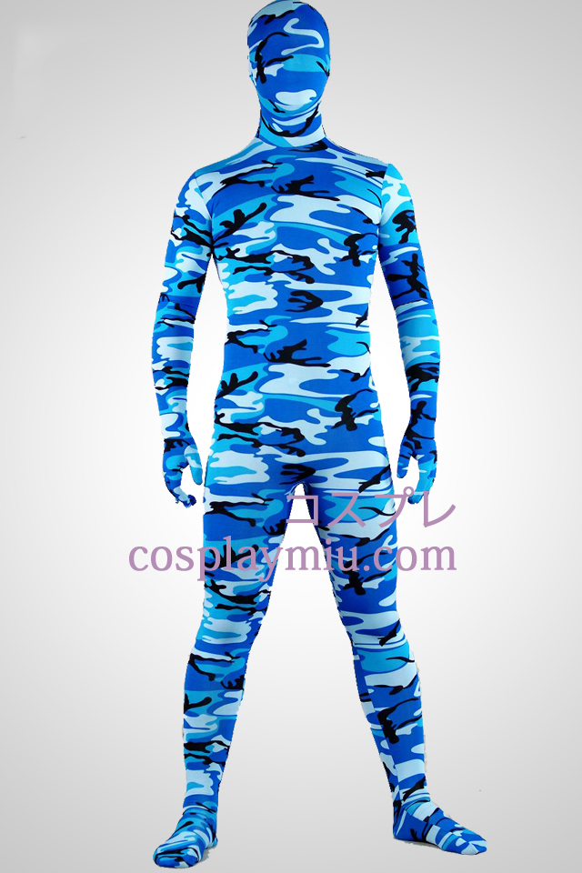 Blue Camouflage Lycra Spandex Zentai Suit