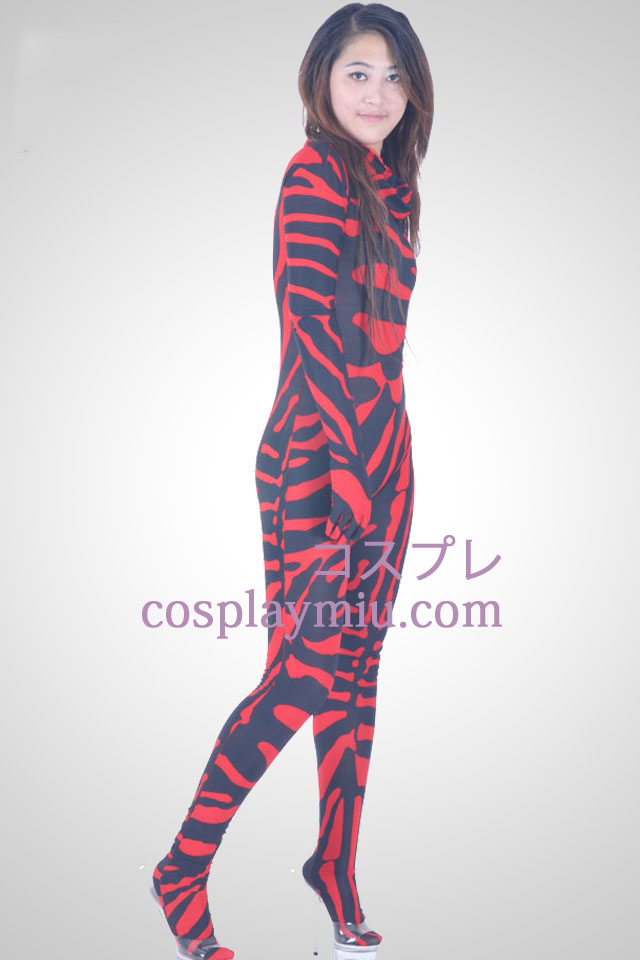 Red And Black Unisex Lycra Spandex Zentai Suit